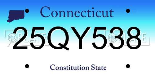25QY538 Connecticut License Plate