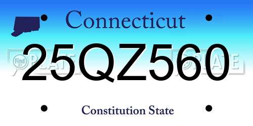 25QZ560 Connecticut License Plate