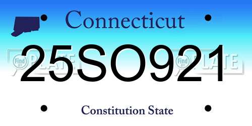 25SO921 Connecticut License Plate