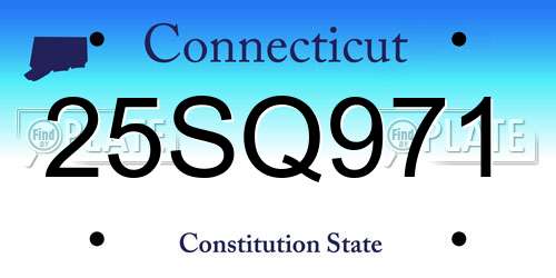 25SQ971 Connecticut License Plate