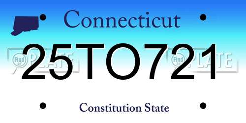 25TO721 Connecticut License Plate