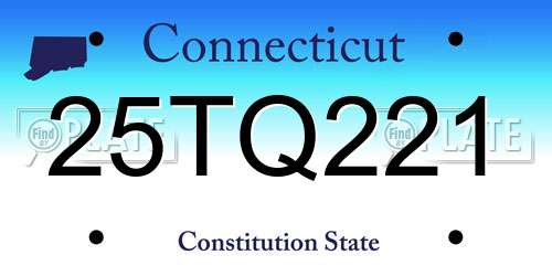 25TQ221 Connecticut License Plate