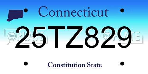 25TZ829 Connecticut License Plate