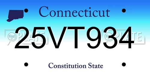 25VT934 Connecticut License Plate