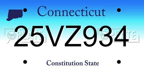 25VZ934 Connecticut License Plate