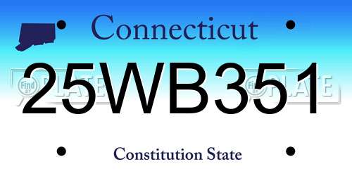 25WB351 Connecticut License Plate
