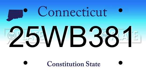 25WB381 Connecticut License Plate
