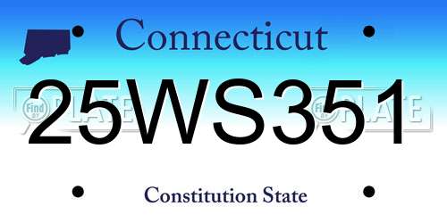 25WS351 Connecticut License Plate