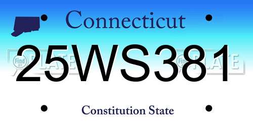 25WS381 Connecticut License Plate