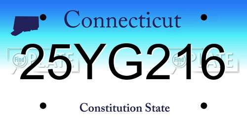 25YG216 Connecticut License Plate