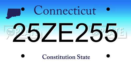 25ZE255 Connecticut License Plate
