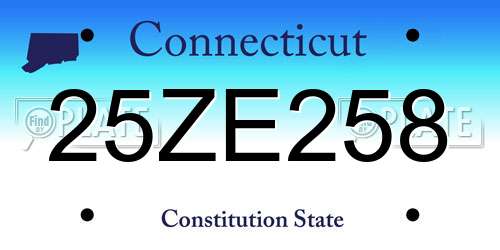 25ZE258 Connecticut License Plate