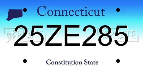 25ZE285 Connecticut License Plate