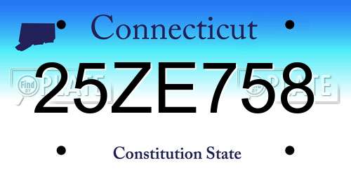 25ZE758 Connecticut License Plate