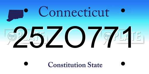 25ZO771 Connecticut License Plate
