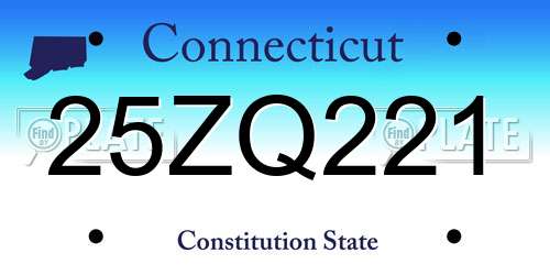 25ZQ221 Connecticut License Plate