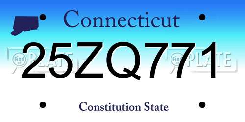 25ZQ771 Connecticut License Plate