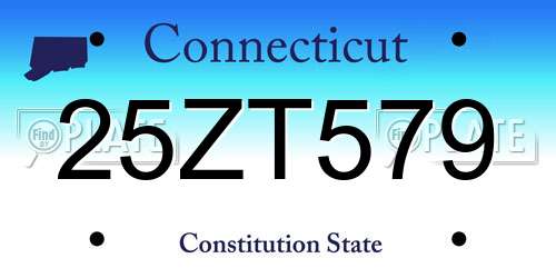 25ZT579 Connecticut License Plate