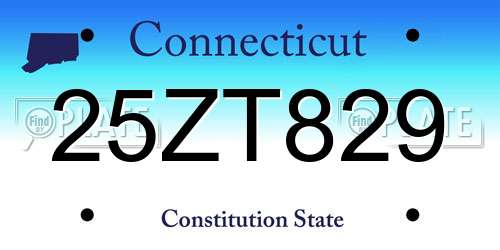 25ZT829 Connecticut License Plate