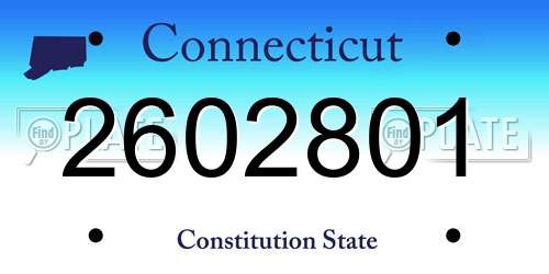 2602801 Connecticut License Plate