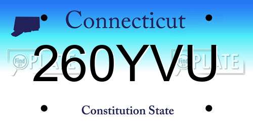 260YVU Connecticut License Plate