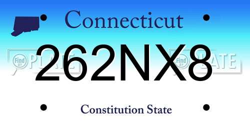 262NX8 Connecticut License Plate