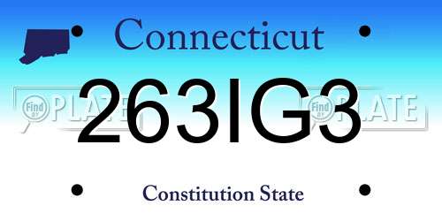 263IG3 Connecticut License Plate