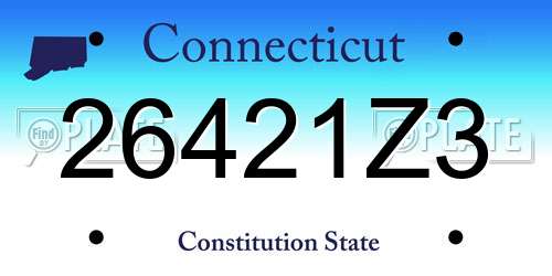 26421Z3 Connecticut License Plate