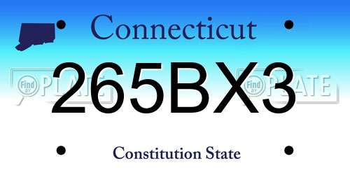 265BX3 Connecticut License Plate