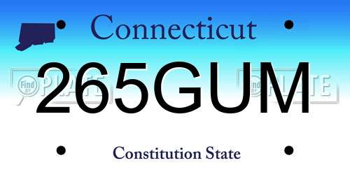 265GUM Connecticut License Plate
