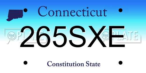 265SXE Connecticut License Plate