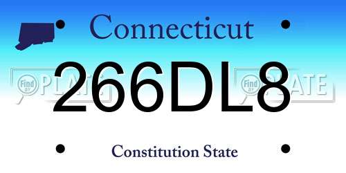 266DL8 Connecticut License Plate