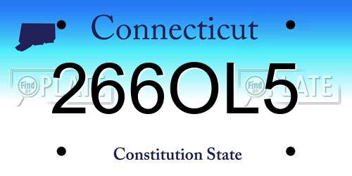 266OL5 Connecticut License Plate