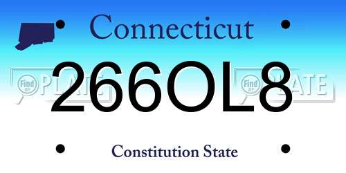 266OL8 Connecticut License Plate