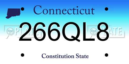 266QL8 Connecticut License Plate