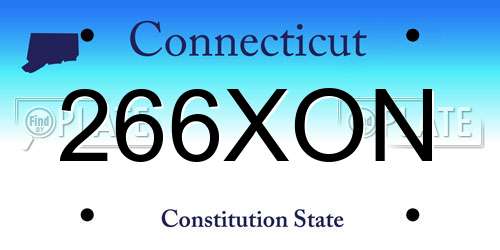 266XON Connecticut License Plate