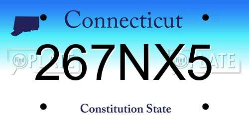 267NX5 Connecticut License Plate