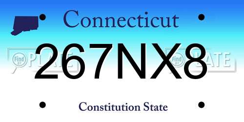 267NX8 Connecticut License Plate