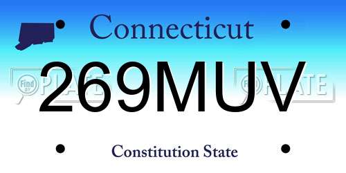 269MUV Connecticut License Plate