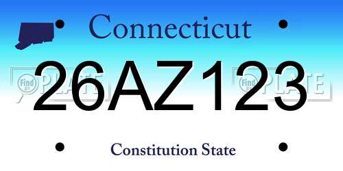 26AZ123 Connecticut License Plate
