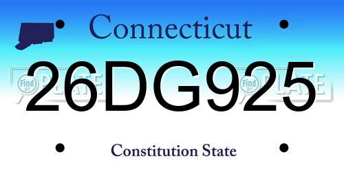 26DG925 Connecticut License Plate