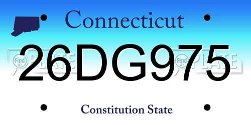 26DG975 Connecticut License Plate