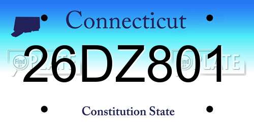 26DZ801 Connecticut License Plate