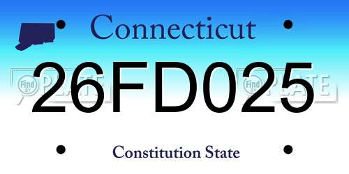 26FD025 Connecticut License Plate