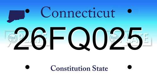 26FQ025 Connecticut License Plate