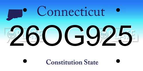 26OG925 Connecticut License Plate