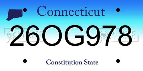 26OG978 Connecticut License Plate