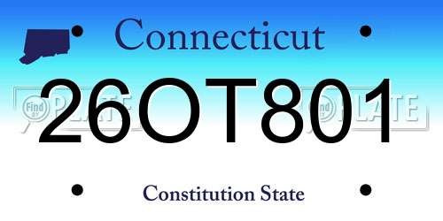 26OT801 Connecticut License Plate