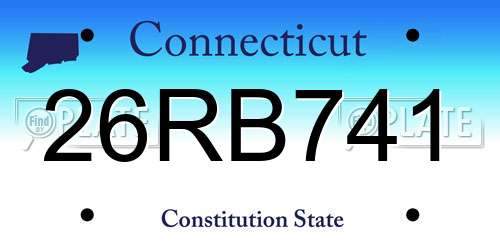 26RB741 Connecticut License Plate