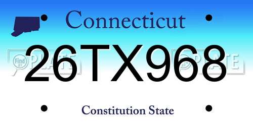 26TX968 Connecticut License Plate